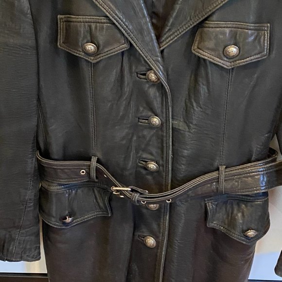 Vintage MLC Leather Belted Button-Down Jacket - Picture 5 of 16